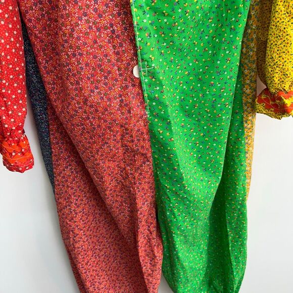 Handmade Unisex OS Color Block 70s Multi Mixed Dainty Floral 2 Pompom Clown Cost - Picture 11 of 11